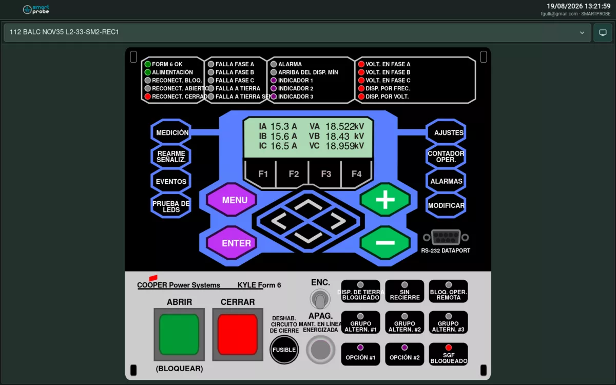 Display con botones de comando ABRIR y CERRAR
